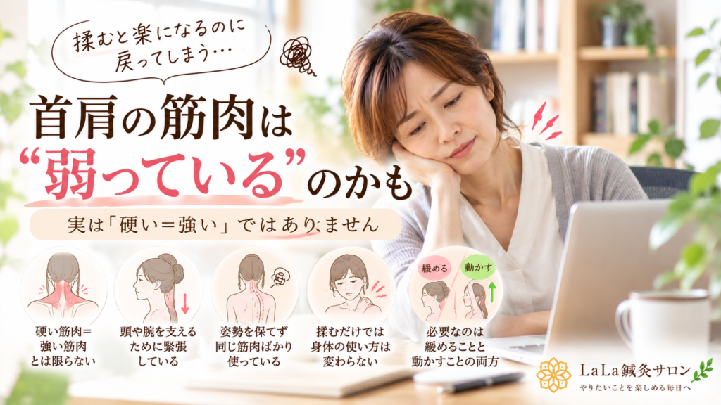揉むと楽になるのに戻ってしまう…首肩の筋肉は"弱っている"のかも｜LaLa鍼灸サロン